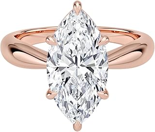 0.5-5 CT Marquise Cut IGI Certified Lab Grown Diamond Ring 10K 14K 18K Solid Gold Thea Tapered Solitaire Lab Grown Diamond Engagement Ring Christmas gift for Women (E-F Color, VVS2 Clarity)