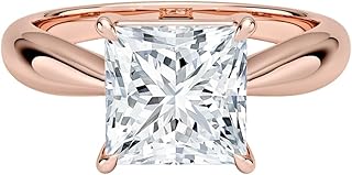 0.5-5 CT Princess Cut IGI Certified Lab Grown Diamond Ring 10K 14K 18K Solid Gold Thea Tapered Solitaire Lab Grown Diamond Engagement Ring Christmas gift for Women (E-F Color, VVS2 Clarity)
