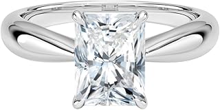 0.5-5 CT Radiant Cut IGI Certified Lab Grown Diamond Ring 10K 14K 18K Solid Gold Thea Tapered Solitaire Lab Grown Diamond Engagement Ring Christmas gift for Women (E-F Color, VVS2 Clarity)