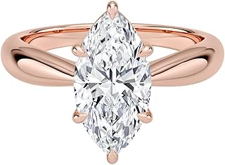 0.5-5 CT Marquise Cut IGI Certified Lab Grown Diamond Ring 10K 14K 18K Solid Gold Thea Tapered Solitaire Lab Grown Diamond Engagement Ring Christmas gift for Women (E-F Color, VVS2 Clarity)