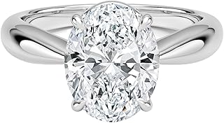 0.5-5 CT Oval Cut IGI Certified Lab Grown Diamond Ring 10K 14K 18K Solid Gold Thea Tapered Solitaire Lab Grown Diamond Engagement Ring Christmas gift for Women (E-F Color, VVS2 Clarity)