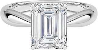 0.5-5 CT Emerald Cut IGI Certified Lab Grown Diamond Ring 10K 14K 18K Solid Gold Thea Tapered Solitaire Lab Grown Diamond Engagement Ring Christmas gift for Women (E-F Color, VVS2 Clarity)