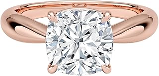 0.5-5 CT Cushion Cut IGI Certified Lab Grown Diamond Ring 10K 14K 18K Solid Gold Thea Tapered Solitaire Lab Grown Diamond Engagement Ring Christmas gift for Women (E-F Color, VVS2 Clarity)