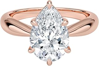 0.5-5 CT Pear Cut IGI Certified Lab Grown Diamond Ring 10K 14K 18K Solid Gold Thea Tapered Solitaire Lab Grown Diamond Engagement Ring Christmas gift for Women (E-F Color, VVS2 Clarity)