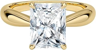 0.5-5 CT Radiant Cut IGI Certified Lab Grown Diamond Ring 10K 14K 18K Solid Gold Thea Tapered Solitaire Lab Grown Diamond Engagement Ring Christmas gift for Women (E-F Color, VVS2 Clarity)