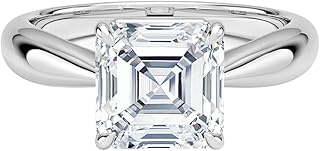 0.5-5 CT Asscher Cut IGI Certified Lab Grown Diamond Ring 10K 14K 18K Solid Gold Thea Tapered Solitaire Lab Grown Diamond Engagement Ring Christmas gift for Women (E-F Color, VVS2 Clarity)