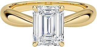 1.5 Ct IGI Certified Lab Grown Diamond Ring 10K 14K 18K Solid Gold Thea Tapered Solitaire Lab Grown Diamond Engagement Ring (E-F Color, VVS2 Clarity)