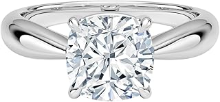 0.5-5 CT Cushion Cut IGI Certified Lab Grown Diamond Ring 10K 14K 18K Solid Gold Thea Tapered Solitaire Lab Grown Diamond Engagement Ring Christmas gift for Women (E-F Color, VVS2 Clarity)