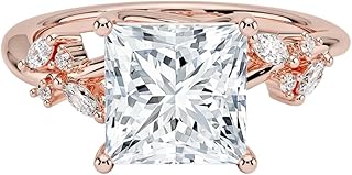 3 Ct IGI Certified Princess Cut Lab Grown Diamond Ring for Women 10K 14K 18K Solid Gold Nature Inspired Lab Grown Diamond Engagement Ring Christmas Gift For Women (Color:E-F, Clarity:VVS2)