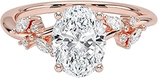 2 Ct IGI Certified Oval Cut Lab Grown Diamond Ring for Women 10K 14K 18K Solid Gold Nature Inspired Lab Grown Diamond Engagement Ring Christmas Gift For Women (Color:E-F, Clarity:VVS2)