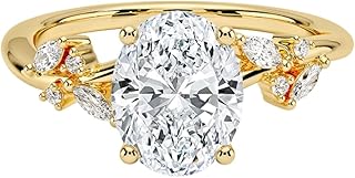 3 Ct IGI Certified Oval Cut Lab Grown Diamond Ring for Women 10K 14K 18K Solid Gold Nature Inspired Lab Grown Diamond Engagement Ring Christmas Gift For Women (Color:E-F, Clarity:VVS2)