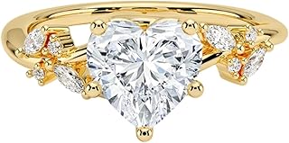 3 Ct IGI Certified Heart Cut Lab Grown Diamond Ring for Women 10K 14K 18K Solid Gold Nature Inspired Lab Grown Diamond Engagement Ring Christmas Gift For Women (Color:E-F, Clarity:VVS2)