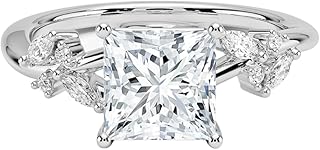 2 Ct IGI Certified Princess Cut Lab Grown Diamond Ring for Women 10K 14K 18K Solid Gold Nature Inspired Lab Grown Diamond Engagement Ring Christmas Gift For Women (Color:E-F, Clarity:VVS2)