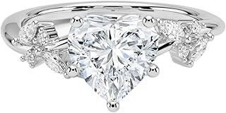 3 Ct IGI Certified Heart Cut Lab Grown Diamond Ring for Women 10K 14K 18K Solid Gold Nature Inspired Lab Grown Diamond Engagement Ring Christmas Gift For Women (Color:E-F, Clarity:VVS2)