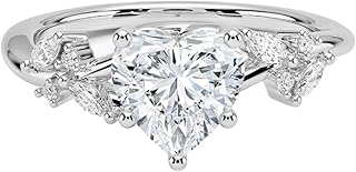 2 Ct IGI Certified Heart Cut Lab Grown Diamond Ring for Women 10K 14K 18K Solid Gold Nature Inspired Lab Grown Diamond Engagement Ring Christmas Gift For Women (Color:E-F, Clarity:VVS2)