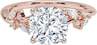 3 Ct IGI Certified Cushion Cut Lab Grown Diamond Ring for Women 10K 14K 18K Solid Gold Nature Inspired Lab Grown Diamond Engagement Ring Christmas Gift For Women (Color:E-F, Clarity:VVS2)