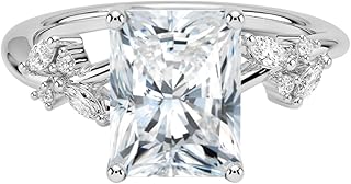3 Ct IGI Certified Radiant Cut Lab Grown Diamond Ring for Women 10K 14K 18K Solid Gold Nature Inspired Lab Grown Diamond Engagement Ring Christmas Gift For Women (Color:E-F, Clarity:VVS2)