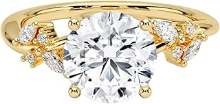 3 Ct IGI Certified Round Cut Lab Grown Diamond Ring for Women 10K 14K 18K Solid Gold Nature Inspired Lab Grown Diamond Engagement Ring Christmas Gift For Women (Color:E-F, Clarity:VVS2)
