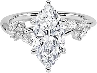 3 Ct IGI Certified Marquise Cut Lab Grown Diamond Ring for Women 10K 14K 18K Solid Gold Nature Inspired Lab Grown Diamond Engagement Ring Christmas Gift For Women (Color:E-F, Clarity:VVS2)