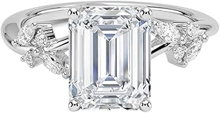 3 Ct IGI Certified Emerald Cut Lab Grown Diamond Ring for Women 10K 14K 18K Solid Gold Nature Inspired Lab Grown Diamond Engagement Ring Christmas Gift For Women (Color:E-F, Clarity:VVS2)