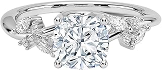 2 Ct IGI Certified Cushion Cut Lab Grown Diamond Ring for Women 10K 14K 18K Solid Gold Nature Inspired Lab Grown Diamond Engagement Ring Christmas Gift For Women (Color:E-F, Clarity:VVS2)