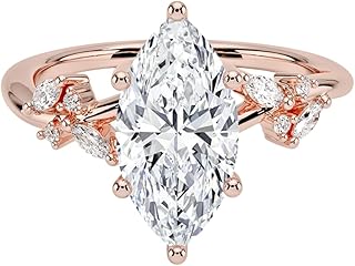 3 Ct IGI Certified Marquise Cut Lab Grown Diamond Ring for Women 10K 14K 18K Solid Gold Nature Inspired Lab Grown Diamond Engagement Ring Christmas Gift For Women (Color:E-F, Clarity:VVS2)