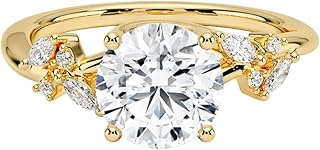2 Ct IGI Certified Round Cut Lab Grown Diamond Ring for Women 10K 14K 18K Solid Gold Nature Inspired Lab Grown Diamond Engagement Ring Christmas Gift For Women (Color:E-F, Clarity:VVS2)