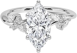 2 Ct IGI Certified Marquise Cut Lab Grown Diamond Ring for Women 10K 14K 18K Solid Gold Nature Inspired Lab Grown Diamond Engagement Ring Christmas Gift For Women (Color:E-F, Clarity:VVS2)