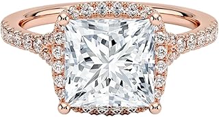 3 Ct Asscher Cut IGI Certified Lab Grown Diamond Ring 10K 14K 18K Solid Gold Halo Half Coverage Lab Grown Diamond Engagement Ring (E-F Color, VVS2 Clarity)