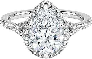 1-3 IGI Certified Lab Grown Diamond Ring 10K 14K 18K Solid Gold Halo Half Coverage Lab Grown Diamond Engagement Ring Christmas gift for Women (Color:E-F, Clarity:VVS2)