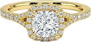 1-3 IGI Certified Lab Grown Diamond Ring 10K 14K 18K Solid Gold Halo Half Coverage Lab Grown Diamond Engagement Ring Christmas gift for Women (Color:E-F, Clarity:VVS2)