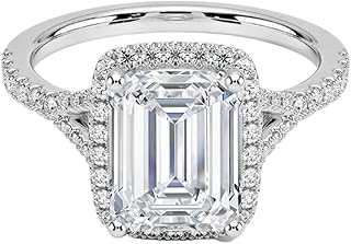 3 Ct Asscher Cut IGI Certified Lab Grown Diamond Ring 10K 14K 18K Solid Gold Halo Half Coverage Lab Grown Diamond Engagement Ring (E-F Color, VVS2 Clarity)