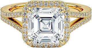 1-5 Carat Asscher IGI Certified Lab Grown Diamond Ring With VVS1-2 E-F Colour Clarity, Fortuna Halo Engagement Ring, 10K 14K 18K Solid Gold, A Gift for Her.