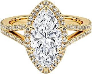 1-5 Carat Marquise IGI Certified Lab Grown Diamond Ring With VVS1-2 E-F Colour Clarity, Fortuna Halo Engagement Ring, 10K 14K 18K Solid Gold, A Gift for Her.
