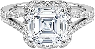1-5 Carat Asscher IGI Certified Lab Grown Diamond Ring With VVS1-2 E-F Colour Clarity, Fortuna Halo Engagement Ring, 10K 14K 18K Solid Gold, A Gift for Her.