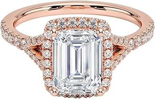 2 Ct Asscher Cut IGI Certified Lab Grown Diamond Ring 10K 14K 18K Solid Gold Halo Half Coverage Lab Grown Diamond Engagement Ring (E-F Color, VVS2 Clarity)