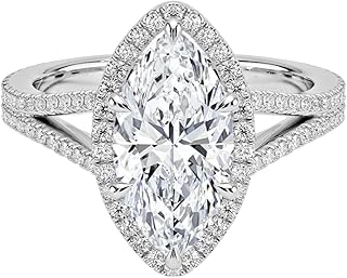 1-5 Carat Marquise IGI Certified Lab Grown Diamond Ring With VVS1-2 E-F Colour Clarity, Fortuna Halo Engagement Ring, 10K 14K 18K Solid Gold, A Gift for Her.