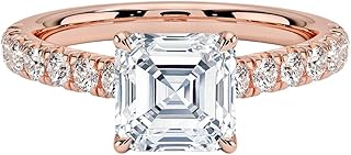 1-2 CT Asscher Cut IGI Certified Lab Grown Diamond Ring 10K 14K 18K Solid Gold Half Coverage Lab Grown Diamond Engagement Ring Christmas gift for Women (E-F Color, VVS2 Clarity)