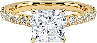 1-2 CT Princess Cut IGI Certified Lab Grown Diamond Ring 10K 14K 18K Solid Gold Half Coverage Lab Grown Diamond Engagement Ring Christmas gift for Women (E-F Color, VVS2 Clarity)